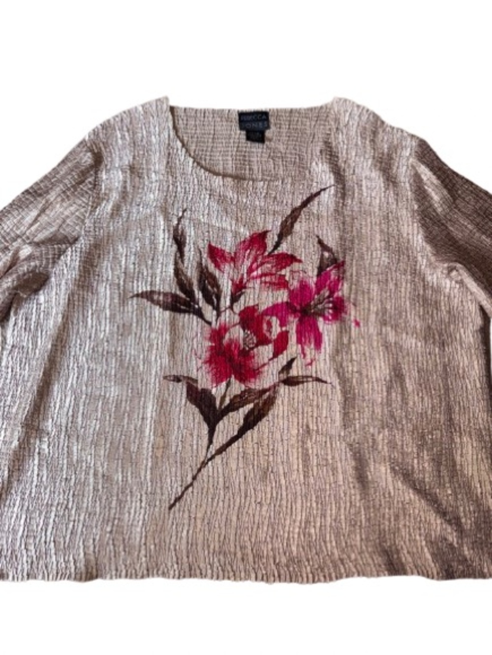 Rebecca Jones Cream Floral Textured Top size 3X